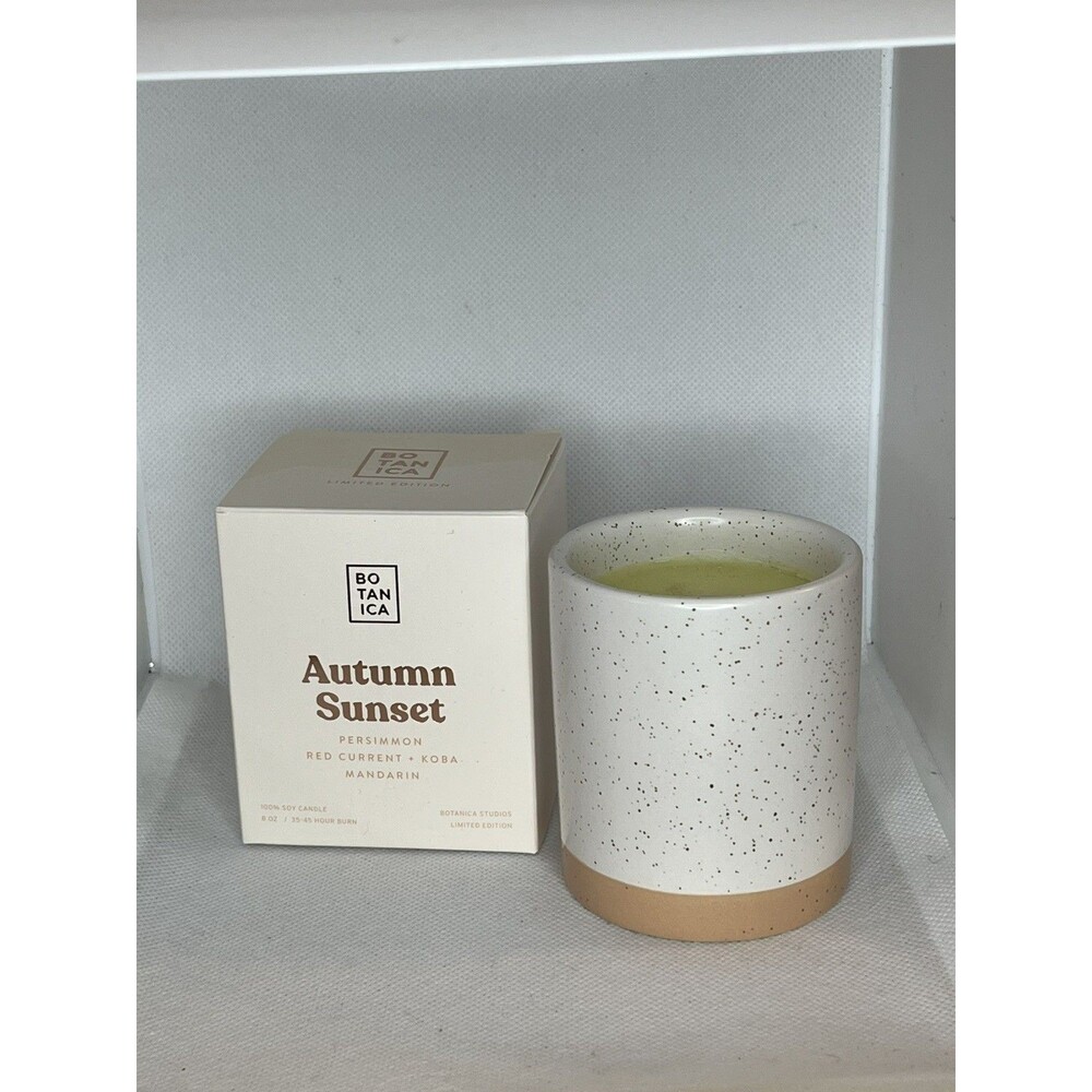 Botanica Limited Edition Autumn Sunset Speckled Ceramic Candle - 8oz new